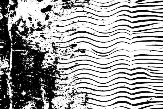 Textura abstracta en blanco y negro con líneas onduladas y elementos grunge