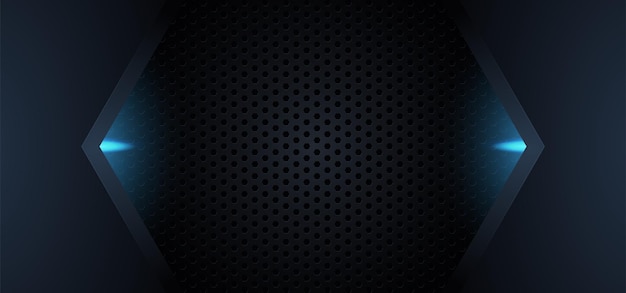 Textura abstracta de fibra de carbono con luz azul en negro oscuro