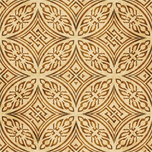 Textura de acuarela marrón, patrón sin costuras, geometría de cadena cruzada aborigen redonda