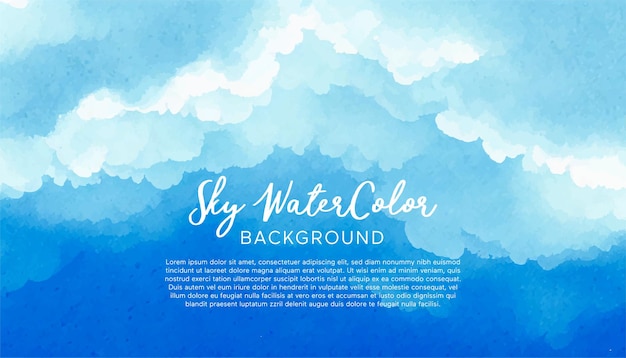 Textura de acuarela vectorial con nubes blancas y cielo azul para tarjetas