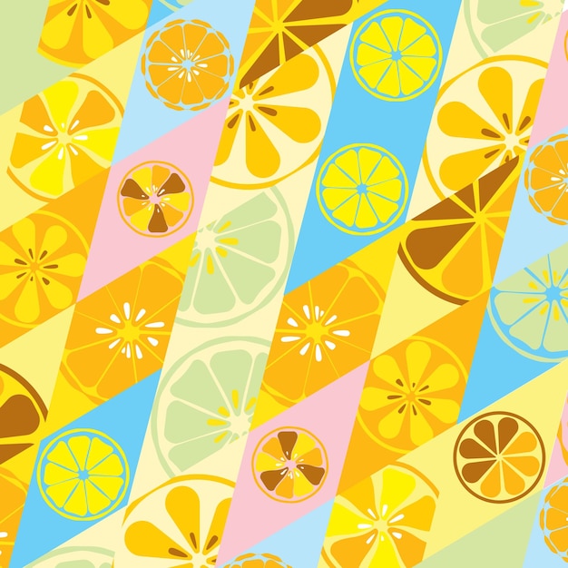 Textura amarilla de verano con un patrón de limones limas naranjas cítricos fruta fresca vitamina
