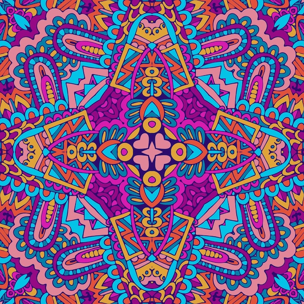 Textura de arte mandala de patrones sin fisuras para tela. Diseño textil ornamental vintage grunge geométrico abstracto.