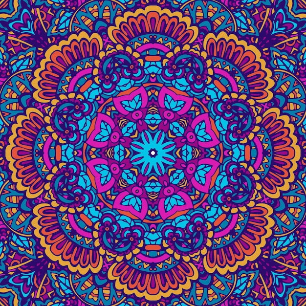 Vector textura de arte mandala de patrones sin fisuras para tela