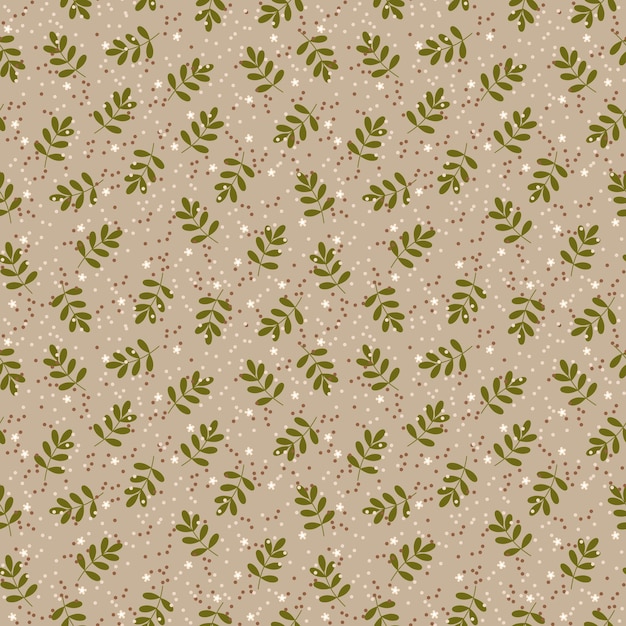 Textura botánica creativa para niños para embalaje de tela, ropa de papel tapiz textil Fondo de bebé sin costuras con pequeñas flores y ramas Patrón sin costuras con flores decorativas creativas