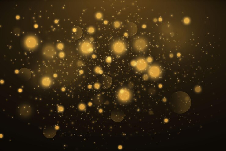 Vector textura brillante y elegante para navidad. partículas de polvo amarillo oro mágico espumoso. concepto de oro mágico. fondo negro abstracto con efecto bokeh. vector
