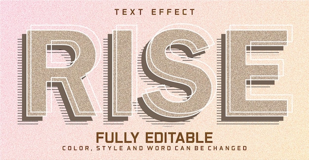 Vector textura de brillo de efecto de estilo de texto rise editable