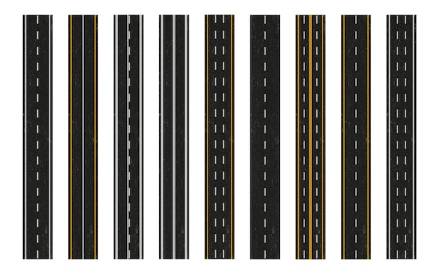 Textura de la carretera de asfalto con marcaje de la carretera carretera pavimentada con tiras divisorias ilustración vectorial