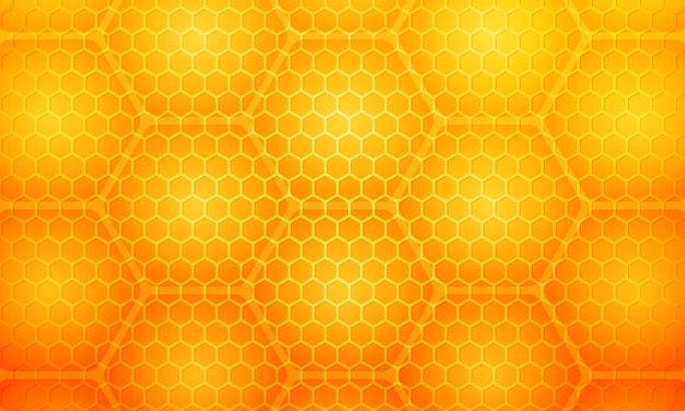 Textura de celdas hexagonales de panales de colmena de miel amarilla