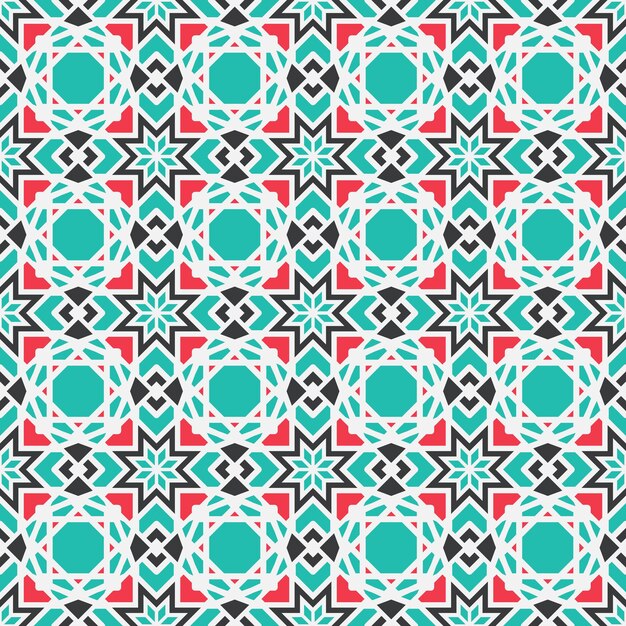 Textura sin costuras con colorido ornamento geométrico árabe Patrón de mosaico vectorial con elementos decorativos alternados