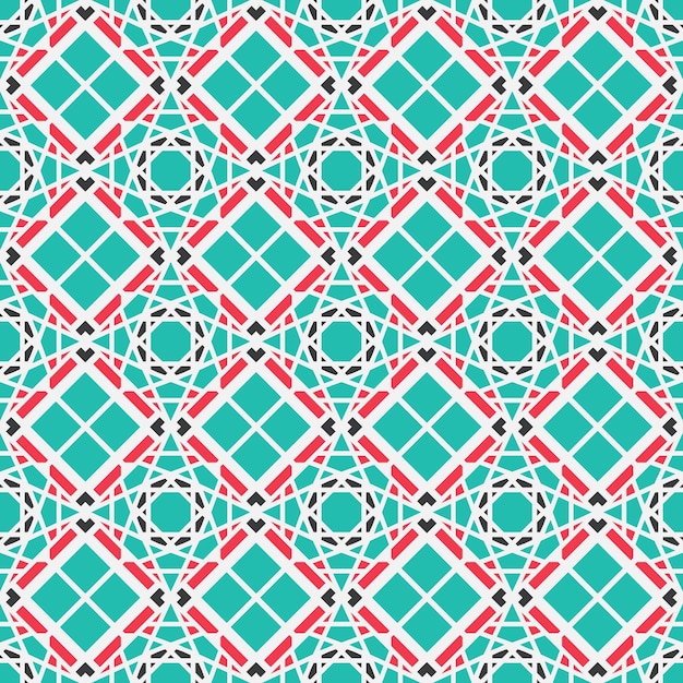 Textura sin costuras con colorido ornamento geométrico árabe Patrón de mosaico vectorial con elementos decorativos alternados