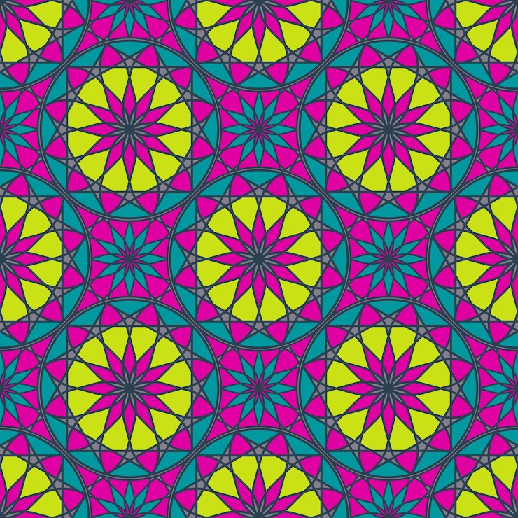 Vector textura sin costuras con ornamento geométrico árabe vector patrón de mosaico vívido