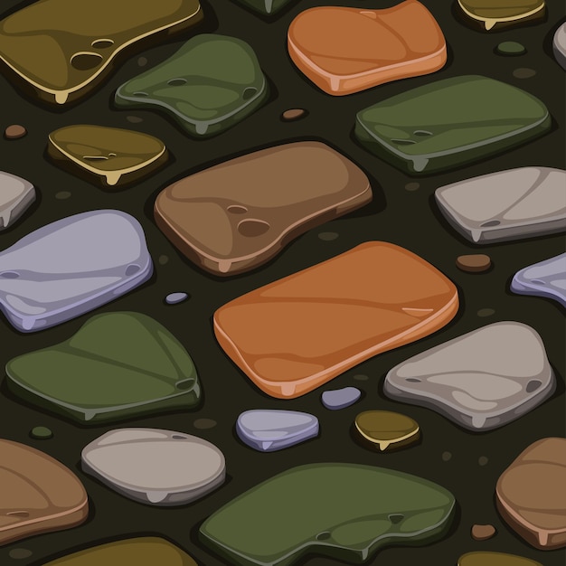 Vector textura sin costuras de piedra de color en isometría textura para el fondo del juego