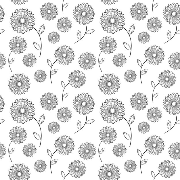 Textura sin costuras vectorial con flores vintage