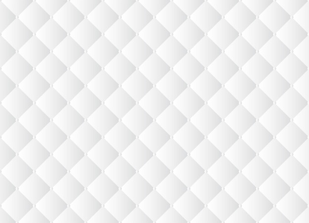 Textura de cuero de tapicería blanca con fondo de cuentas. Vector de patrones sin fisuras acolchado.