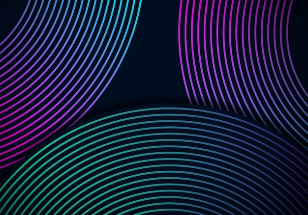 Textura de degradado de líneas de círculo de superposición simple moderno sobre fondo oscuro con espacio de copia