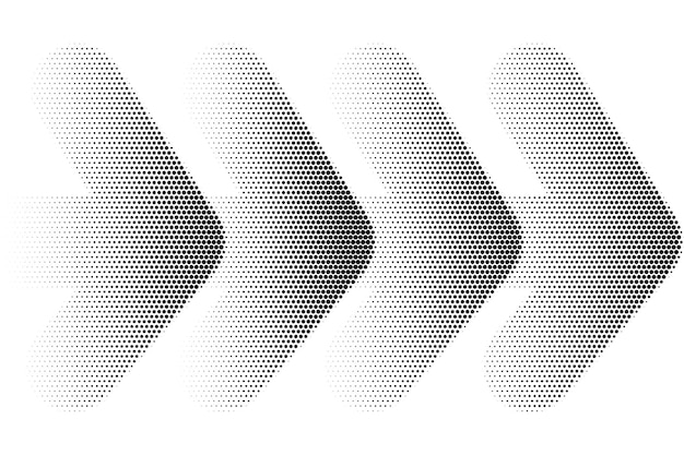 Textura del efecto del patrón de medio tono de la flecha vectorial