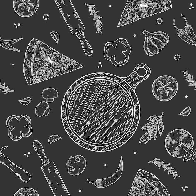 Vector textura fluida imagen en color vectorial de una rebanada de pizza con varios ingredientes
