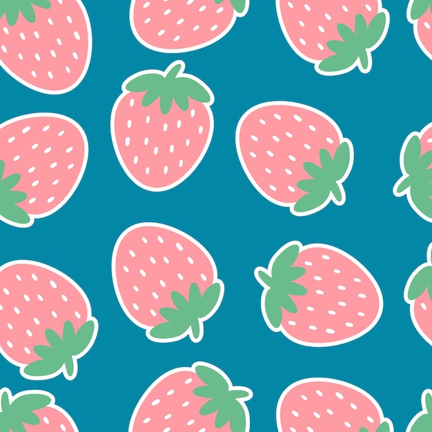 Vector textura de fondo de fruta fresca de patrones sin fisuras de fresas