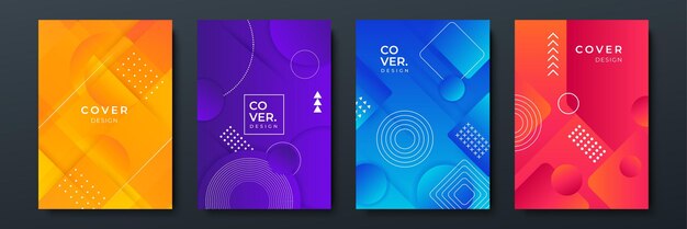 Textura de fondo de patrón geométrico que fluye degradado de moda abstracta para el diseño de portada de póster Plantilla de banner de degradado de color mínimo Forma de onda vectorial moderna para folleto