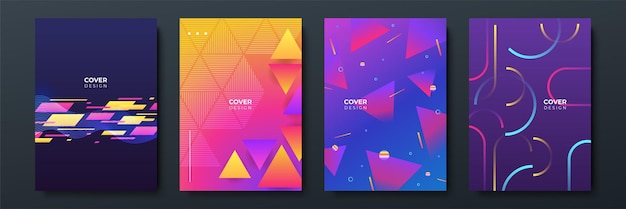 Textura de fondo de patrón geométrico que fluye degradado de moda abstracta para el diseño de portada de póster Plantilla de banner de degradado de color mínimo Forma de onda vectorial moderna para folleto
