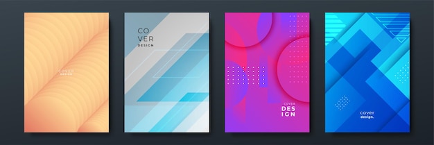 Textura de fondo de patrón geométrico que fluye degradado de moda abstracta para el diseño de portada de póster Plantilla de banner de degradado de color mínimo Forma de onda vectorial moderna para folleto