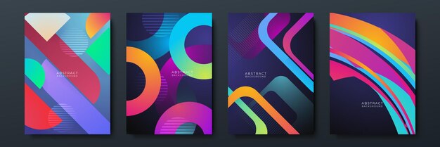 Textura de fondo de patrón geométrico que fluye degradado de moda abstracta para el diseño de portada de póster Plantilla de banner de degradado de color mínimo Forma de onda vectorial moderna para portada de folleto y redes sociales