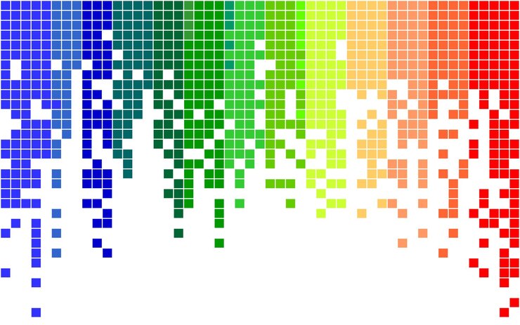 Vector textura de fondo con píxeles digitales de colores que gotean sobre un fondo blanco vector illustrat