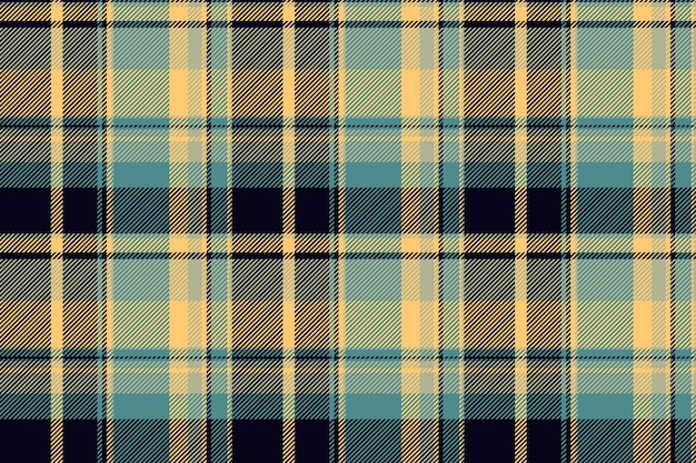 Textura de fondo sereno de patrón de chequeo vectorial de lujo Tejido textil resistente tartan sin costuras en colores negro y cian