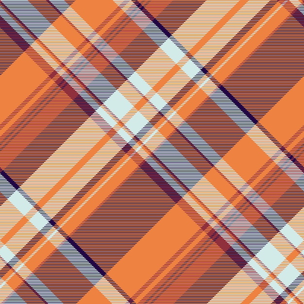 Textura de fondo de tartan propio patrón de los años cincuenta a cuadros sin costuras tela nacional texto de comprobación vectorial en colores naranja y oscuro