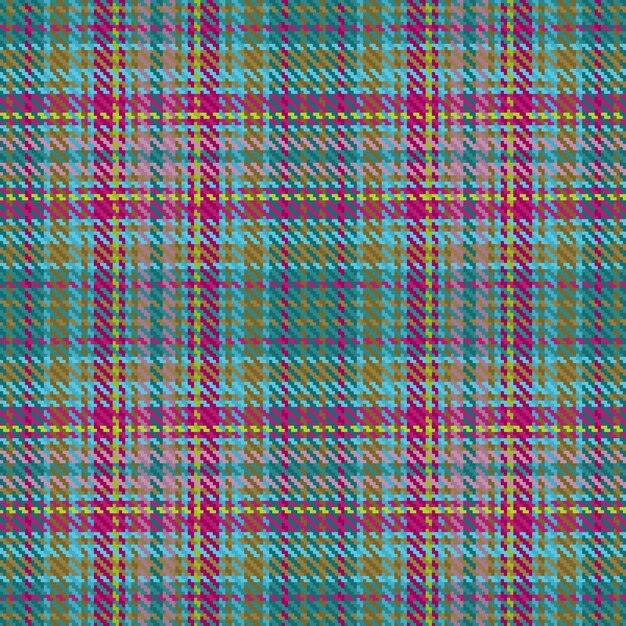 Textura de fondo textil de patrón a cuadros con un tartan vectorial sin costuras en colores cian y ámbar