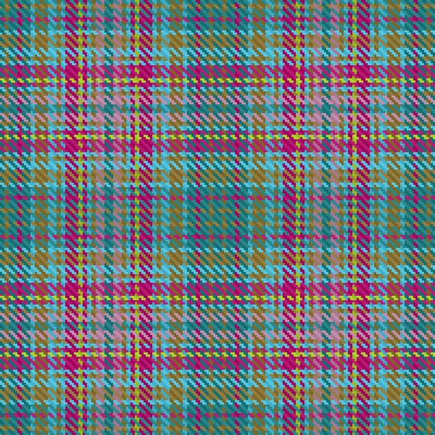 Textura de fondo textil de patrón a cuadros con un tartan vectorial sin costuras en colores cian y ámbar