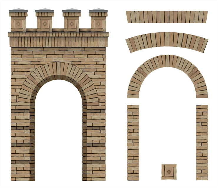 Vector textura de una fortaleza clásica de arco de ladrillo