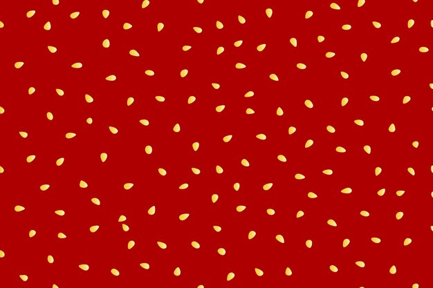 Textura de fresa roja con patrón de semilla de fresa amarilla sin costuras en un vector de fondo rojo