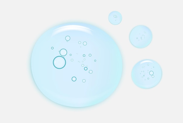 La textura de gel de crema cosmética transparente exprimida aislada sobre un fondo blanco gotas de suero transparentes