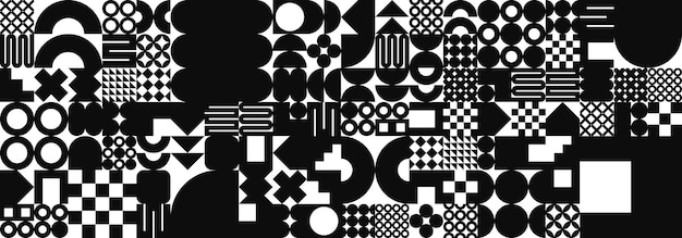 Textura geométrica brutalista con formas simples símbolos elementos primitivos y formas bauhaus retro