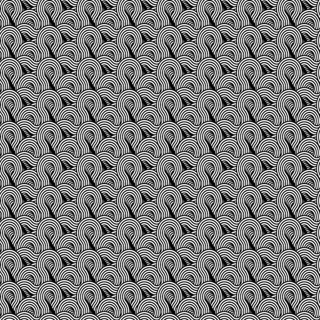 Textura geométrica de bucle ondulado en blanco y negro