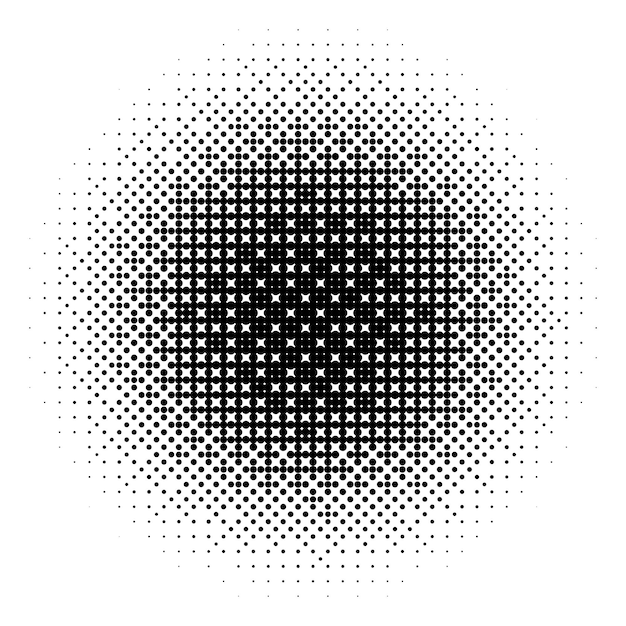 Vector textura de gradiente radial de medio tono con patrón redondo punteado de fondo arte pop desvanecido de 8 bits abstracto