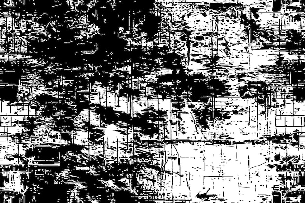 Textura grunge áspera con rasguños y salpicaduras de pinceladas en blanco y negro