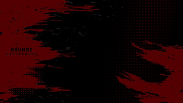 Textura grunge roja abstracta con efecto de trama de semitonos sobre fondo negro