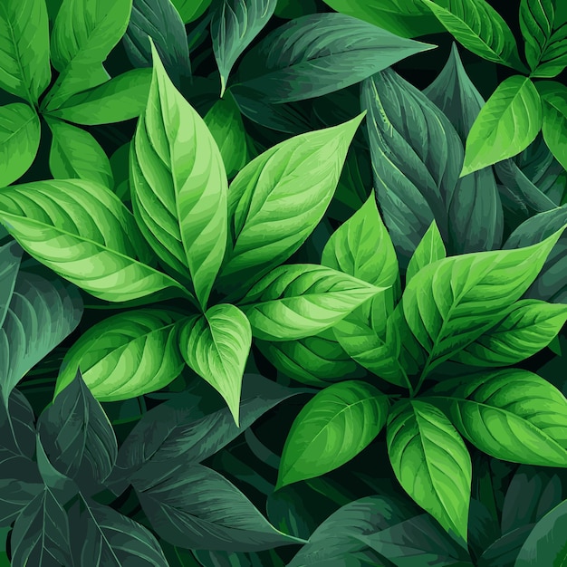 Textura de hojas verdes patrón de fondo verde Vector