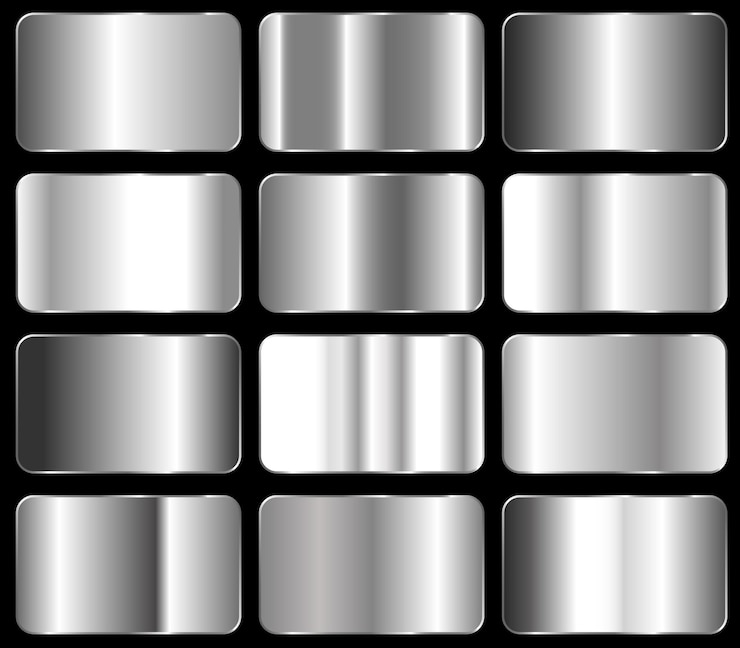 Vector la textura de la lámina plateada se establece con un gradiente plateado