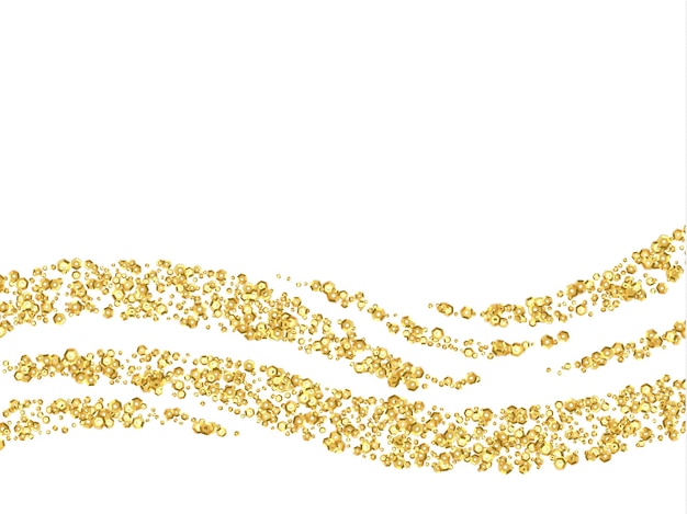 La textura de las lentejuelas doradas es un diseño realista aislado sobre un fondo blanco, con brillo dorado