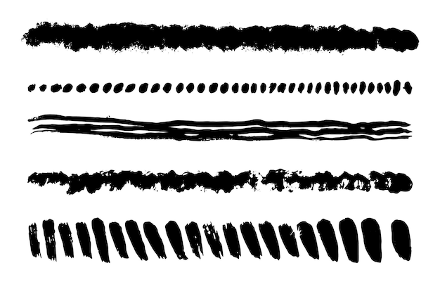 Textura de líneas Tinta negra grunge pintura pinceladas Elementos de diseño de rayas de tinta pintada Ilustración vectorial