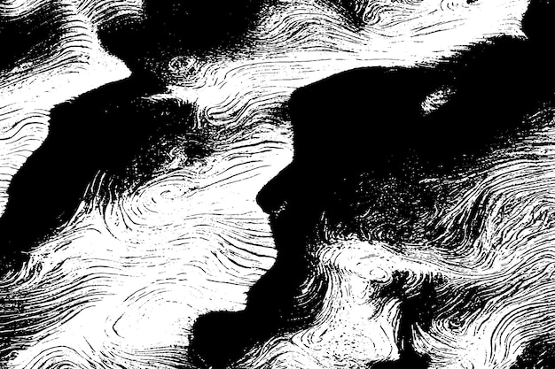 Textura líquida negra y blanca Ilustración de mármol dibujada a mano en acuarela