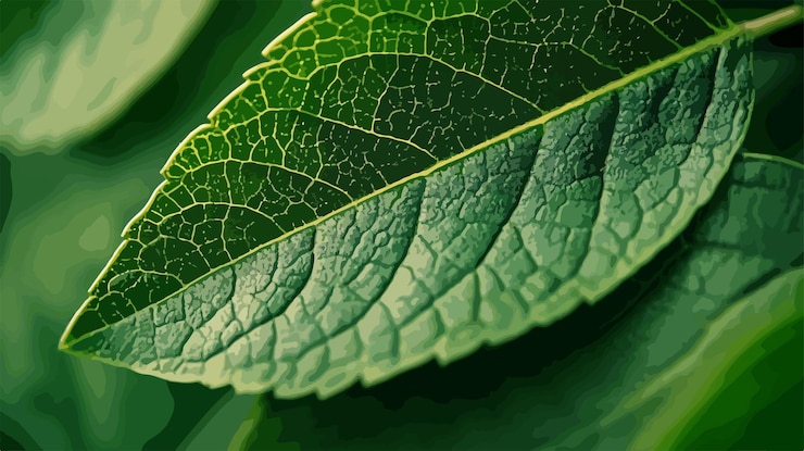 Vector textura macro detallada de la hoja verde de la planta para el fondo de la naturaleza
