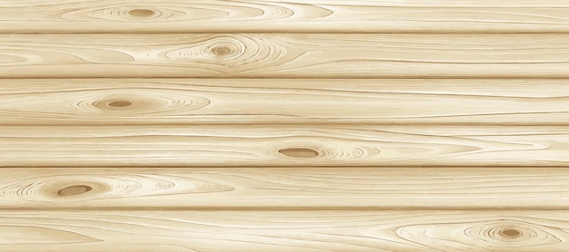 Textura de madera ligera panorámica con fondo de tablón de nudos vector