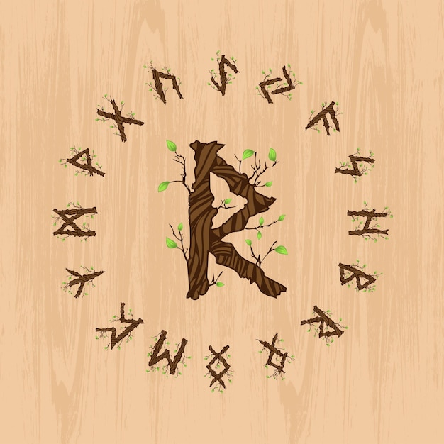 Vector textura de madera de runas vikingas nórdicas