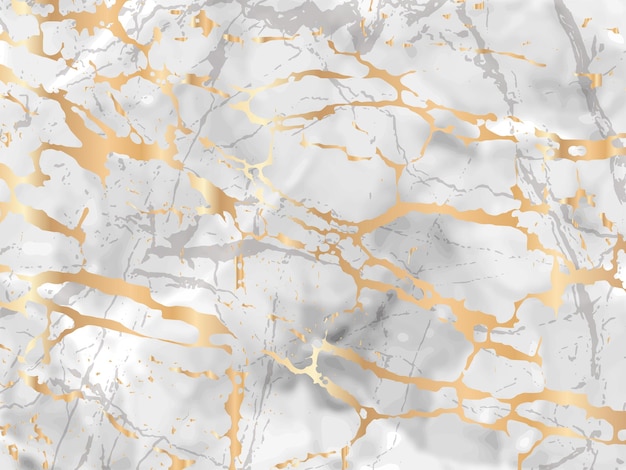 Textura de mármol gris blanco con diseño de textura de fondo de patrón vectorial de rayas doradas para póster