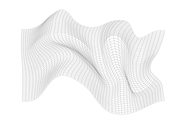 Textura monocromática de onda distorsionada superficie ondulada dinámica patrón de cuadrícula de malla vectorial de líneas