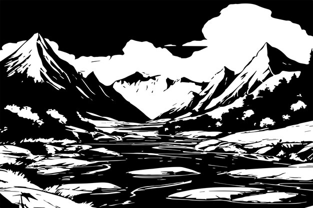 textura de montaña negra sobre fondo blanco